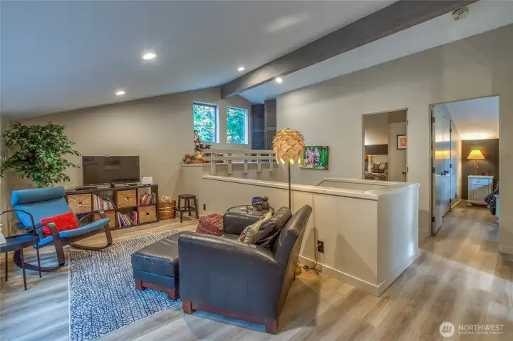 Upper level bonus room adjacent to 2 guest bedrooms and bath.