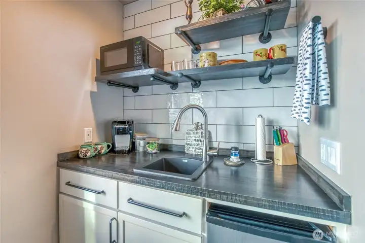 Studio apartment kitchenette.