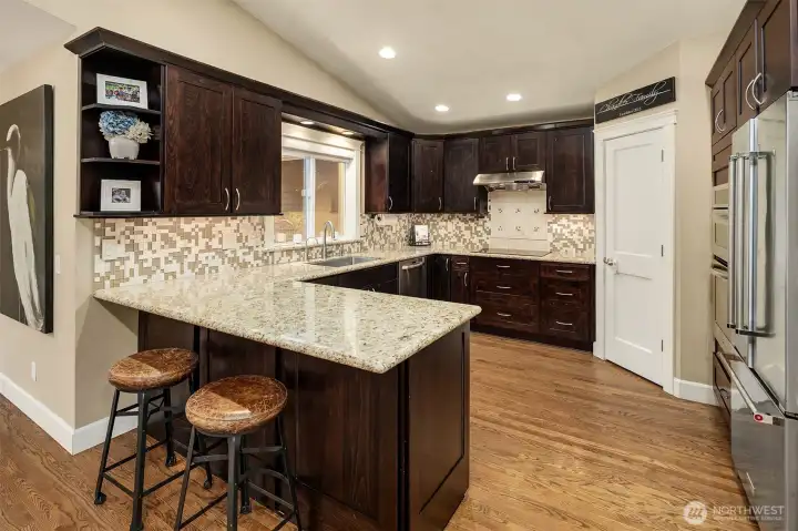 Chef's kitchen with stainless steel appliances