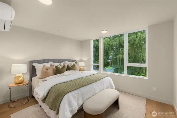 Relaxation comes easy in this airy suite with ample room for your king bed, reading nook, or morning yoga stretch.
