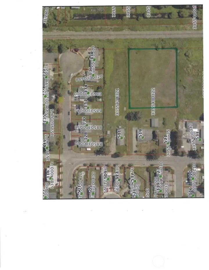 Parcel, with portion offered for sale outlined in green