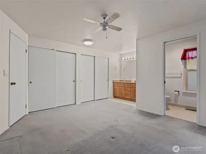 primary bedroom with large closets