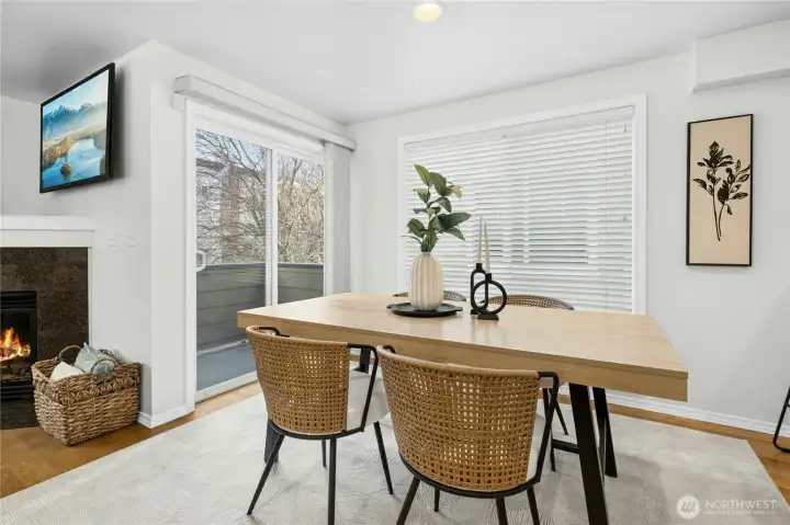 Dining area with direct access to private deck — ideal for morning coffee or evening gatherings.
