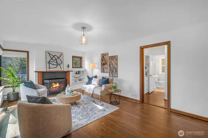 Vintage oak hardwood floors.