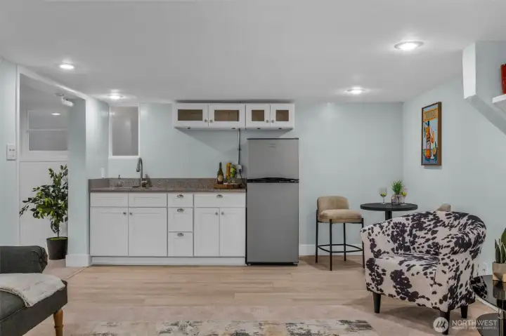 New flooring throughout lower level.