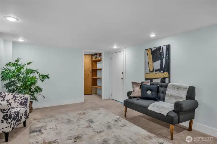 Door to the right leads to finished bonus laundry.