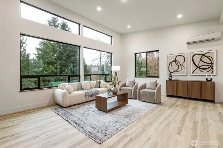 Huge living room light and bright with big windows