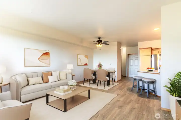 The open floor plan makes it easy to entertain guests!