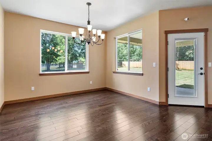 Dining room off the kitchen and next to the oversized pantry
