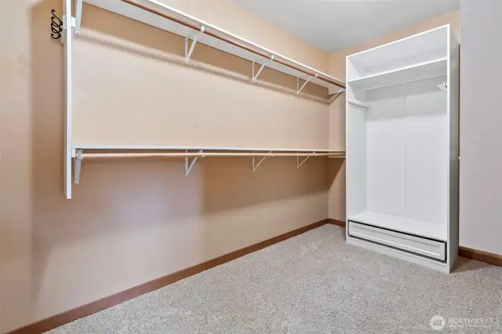 Walk in closet to the left of the double vanity.