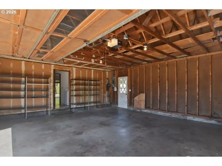 Oversized garage with storage.
