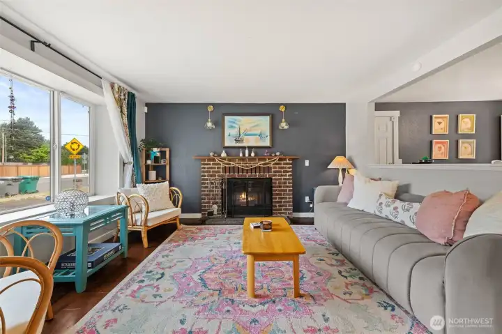 You'll love cozying up by the wood-burning fireplace on crisp fall evenings and chilly winter days You'll love cozying up by the wood-burning fireplace on crisp fall evenings and chilly winter days