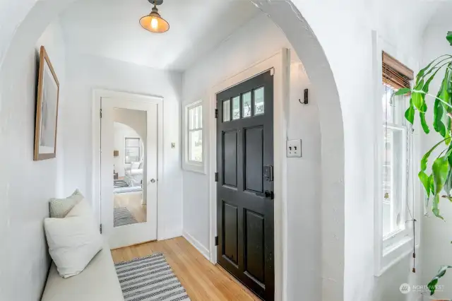Gorgeous entry with hall closet.