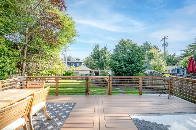 Such an expansive deck and yard!