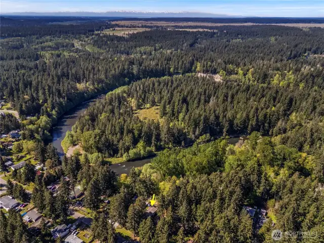 This property sits high above the Nisqually River, with a peek--a-boo view of the river from the backyard.