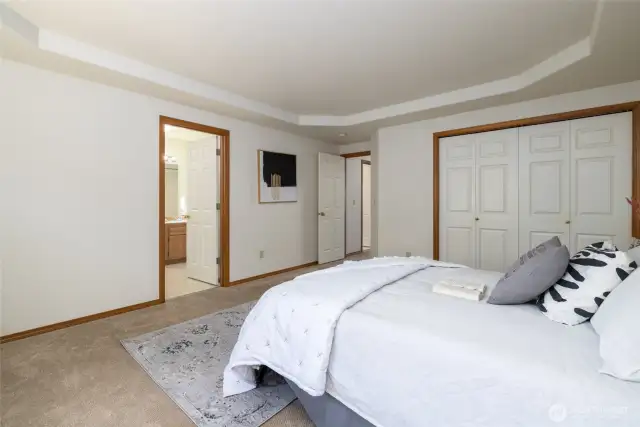 Primary has two closets - on off of the main bedroom and one off of the bathroom.