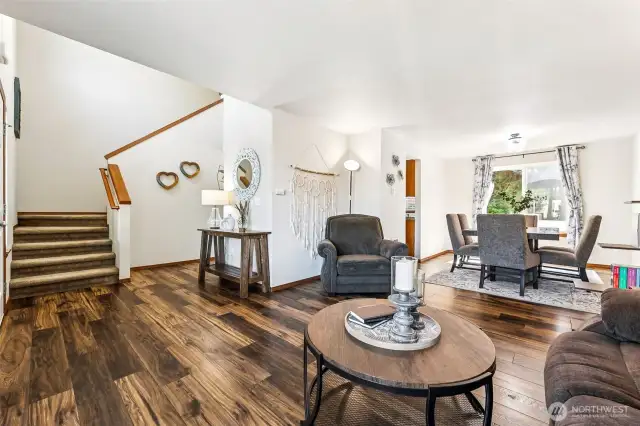 View from the living room toward the entry and dining.