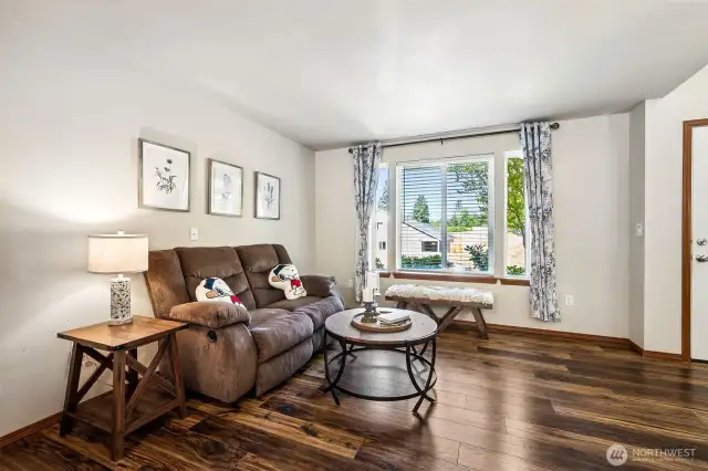 View of the living room from the dining room.