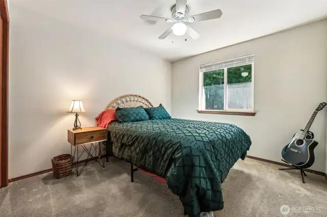 Bedroom 2, convenient ceiling fan.