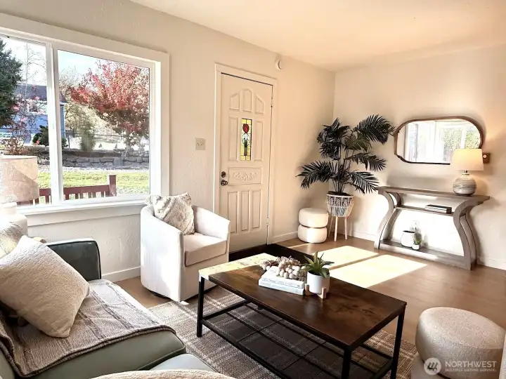 Come inside to the welcoming living room.