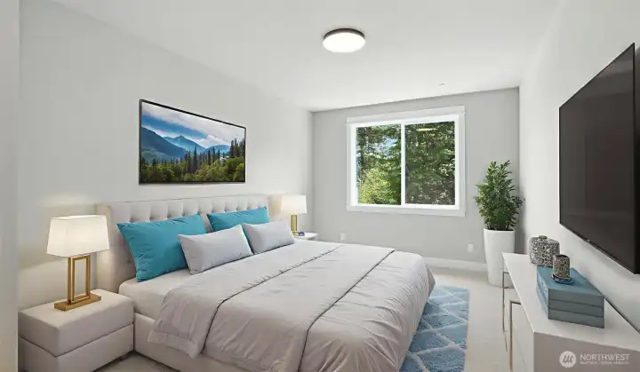 2nd of four bedrooms on the Upper Level. Virtually staged.