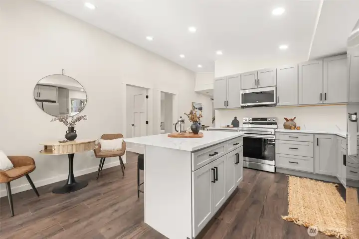 Spacious island with room for prep or dining.