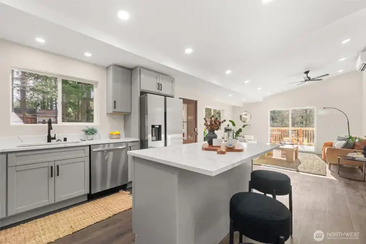 Another view of the spacious kitchen