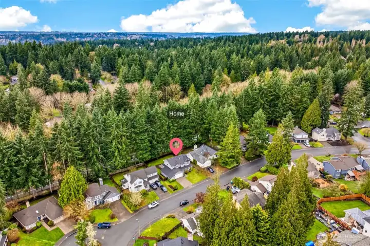 Nestled within one of Redmond's most established neighborhoods, this English Hill home sits surrounded by towering Pacific Northwest forest, a quiet cul-de-sac setting, and easy access to the Microsoft, Google, and Meta campuses — the ideal combination of natural beauty, community, and convenience in the heart of the Eastside.