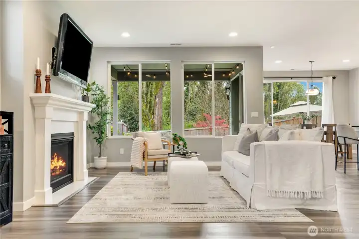 Gas Fireplace, LVP flooring throughout the main floor.