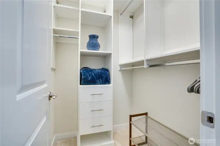 Walk-in closet in junior suite on the main floor. ALL bedrooms have walk-in closets.