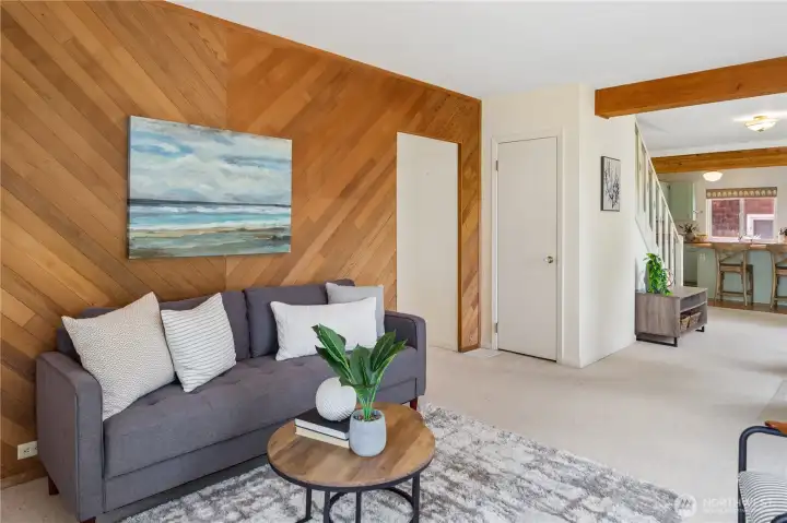 Living room to main level bedroom and full bath