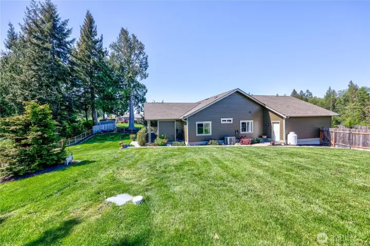 Generous southerly side yard