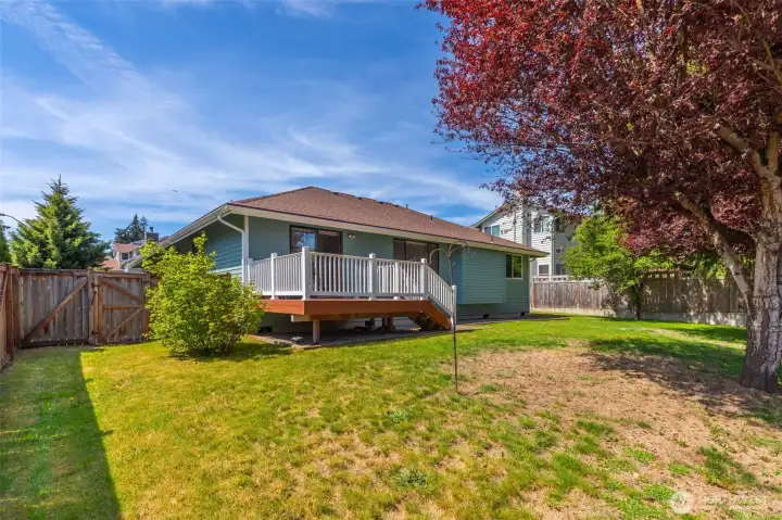 This expansive, level backyard is a rare find, sitting on nearly a quarter-acre (~9,761 sq. ft.). Meticulously maintained and fully fenced, the yard offers a lush, park-like setting with an abundance of space for gardening, play, or future projects. A true testament to the pride of ownership that defines this entire property. This expansive, level backyard is a rare find, sitting on nearly a quarter-acre (~9,761 sq. ft.). Meticulously maintained and fully fenced, the yard offers a lush, park-like setting with an abundance of space for gardening, play, or future projects. A true testament to the pride of ownership that defines this entire property.