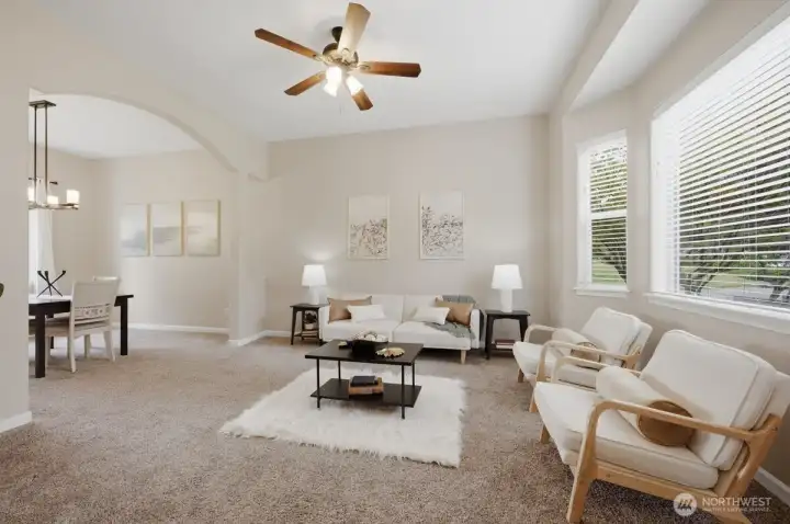 Living room leading into dining room.