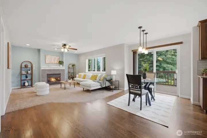 Beautiful hardwood floors newly refinished.