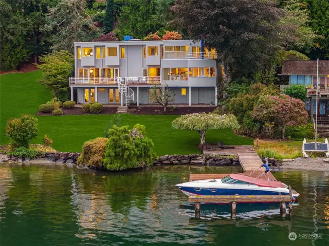 85 feet of low-bank lake frontage, complete with a private dock and bulkhead.