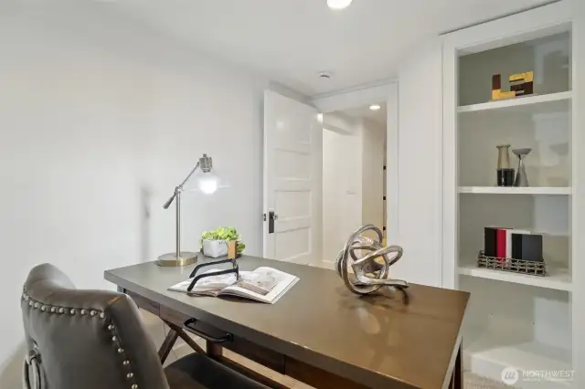 Lower level office with versatile built-ins