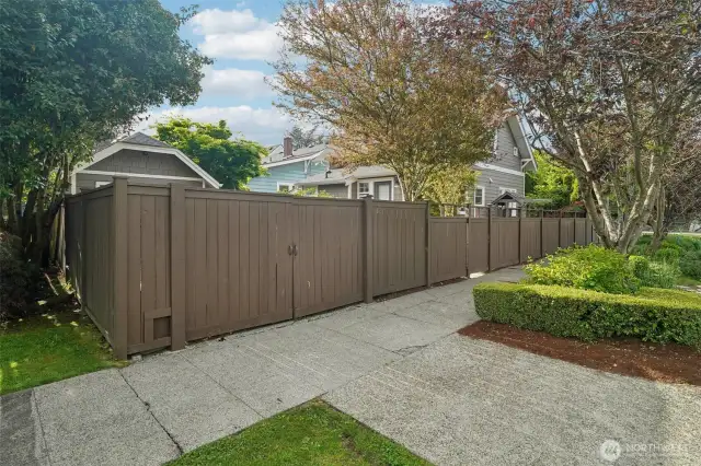 Off street parking can be easily had via this gate off 17th Ave NE