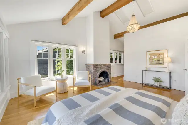 Vaulted ceilings and wood burning fireplace