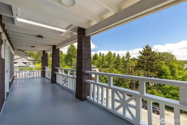 Upper covered porch for morning coffees and sunrises over the cascades