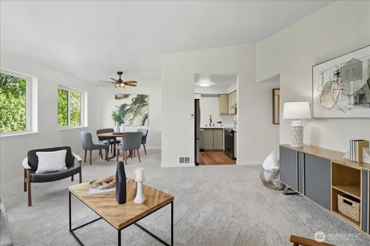 Recent updates bring a clean, modern look with new trim and fixtures throughout.