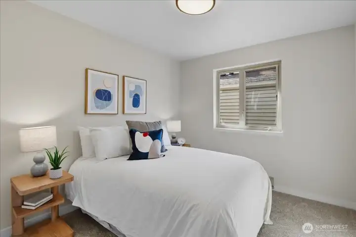 Completely private second bedroom lets in natural light but no looky-loos!