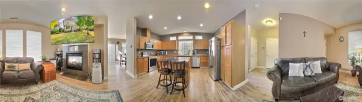 Kitchen and family room view