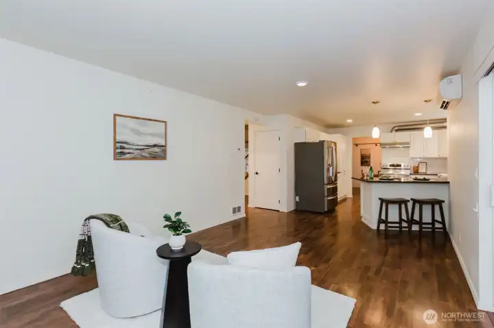 Family room open to kitchen
