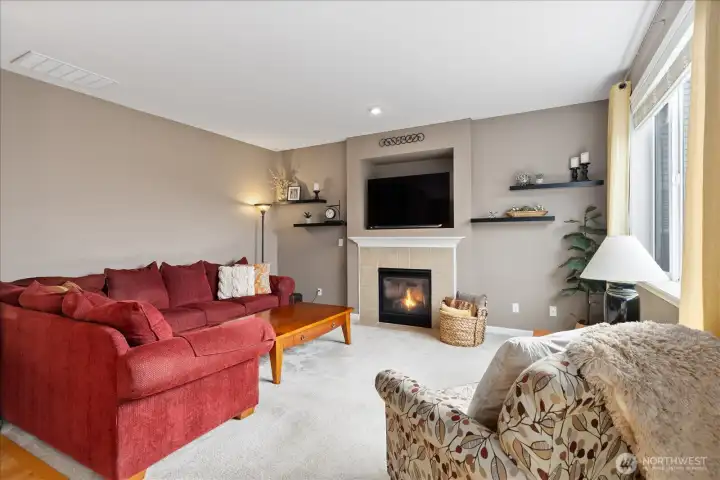 Family room with gas fireplace