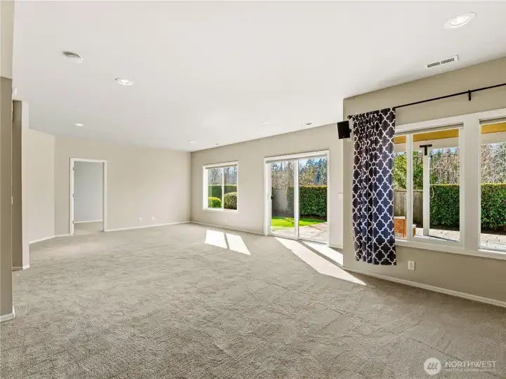 Daylight lower level ready for movie nights, game days, a pool table or all of the above. It's truly that big!