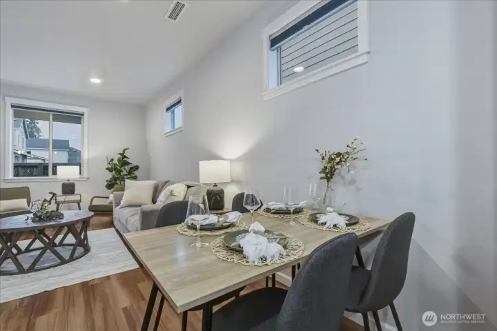 Dining Nook, Luxury Vinyl Plank Flooring, Great Room Design, Open Concept