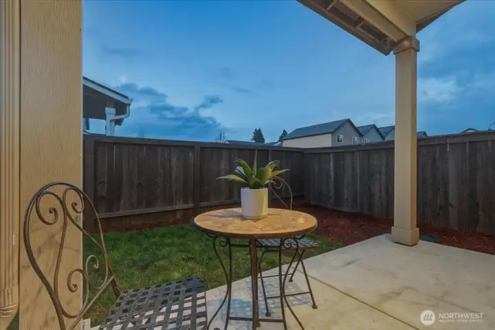 Covered Patio, Sliding Door to Living Room, Fenced Backyard