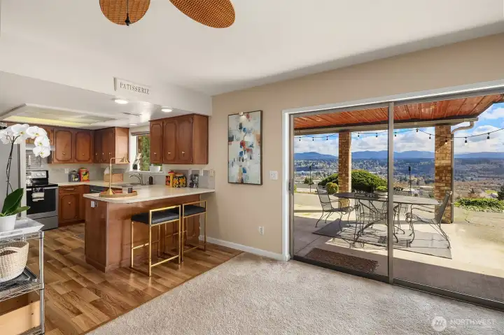 Downstairs, family room, spacious enough for a pool table and all kinds of fun!