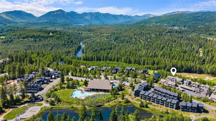 Aerial view of neighborhood